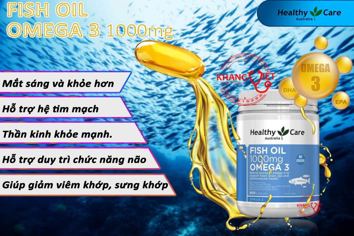 Dầu Cá Omega 3 Tự Nhiên - Fish Oil Healthy Care Omega 3 1000mg
