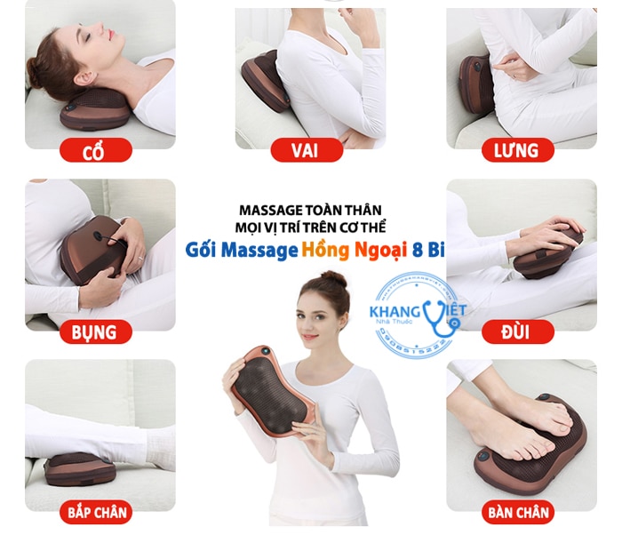 Gối Massage Hồng Ngoại 8 Bi Xoay 2 Chiều Magic PL818 - Không Còn Nổi Lo Đau Cổ Vai Gáy