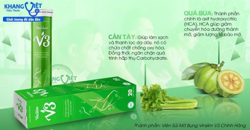 Viên sủi giảm cân Vinslim v3 chính hãng – Giảm mỡ bụng theo công nghệ Phytosom