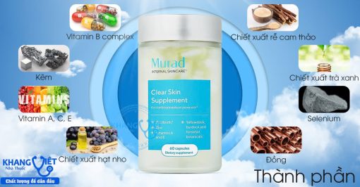 Viên uống trị mụn Murad Clear Skin Supplement mẫu mới – Sạch mụn, ngừa thâm