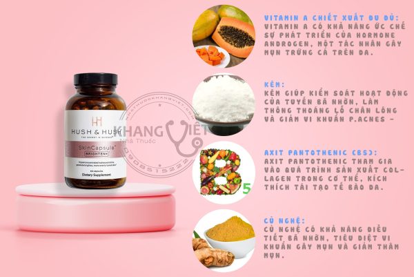 Thành Phần Của Viên Uống Sạch Mụn Hush & Hush Skin Capsule Clear+