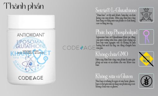 Viên uống trắng da Antioxidant Codeage Liposomal Glutathione