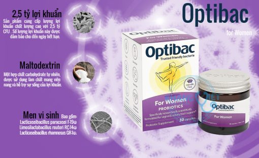 Optibac tím For Women men vi sinh bổ sung lợi khuẩn cho phụ nữ