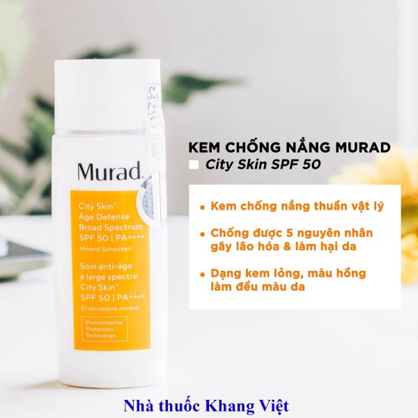Thanh Phan Chinh Trong Kem Chong Nang Murad City Skin Age Defense Broad Spectrum SPF 50 PA