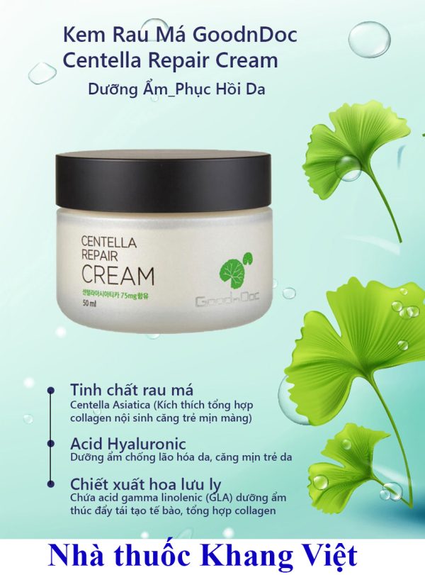 Thanh phan chinh cua kem duong rau ma goodndoc Centella Repair Cream 50ml