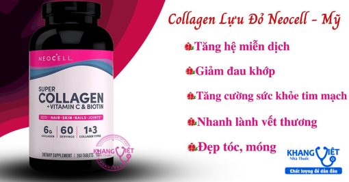 Super Collagen Neocell +C Type 1&3  chai 360 viên chính hãng của Mỹ