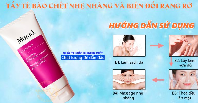 huong dan su dung sua rua mat tay da chet Murad AHABHA Exfoliating Cleanse