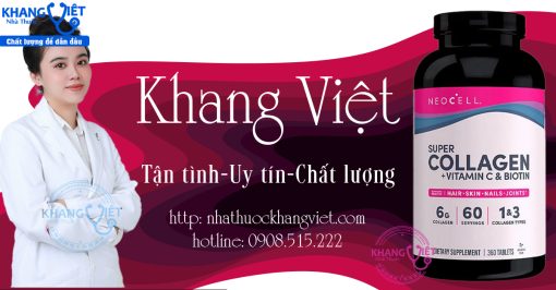 Super Collagen Neocell +C Type 1&3  chai 360 viên chính hãng của Mỹ