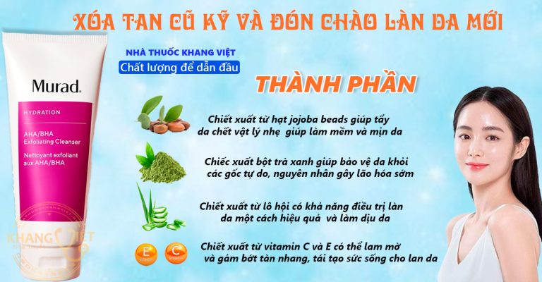 thanh phan chinh trong sua rua mat tay da chet Murad AHABHA Exfoliating Cleanser