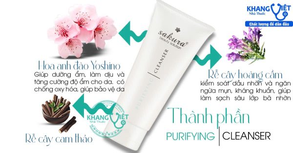 thanh phan sua rua mat trang da Sakura Purifying Cleanser