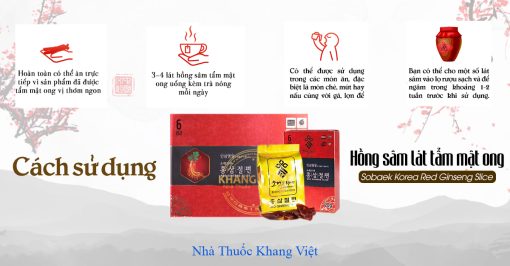 Hồng sâm lát tẩm mật ong Sobaek Korea Red Ginseng Slice (20gr x 10 gói) chính hãng