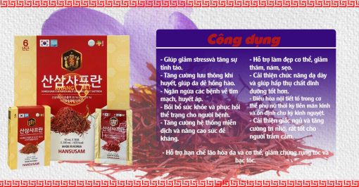 Nước hồng sâm nhụy hoa nghệ tây Hansusam Cultured Wild Ginseng Root Saffron 30 Gói x 50ml