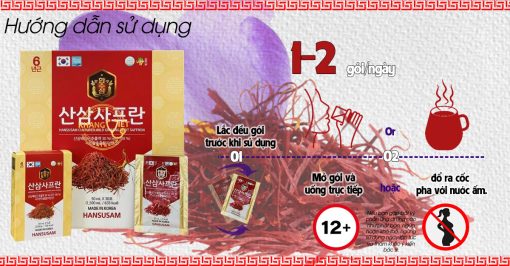 Nước hồng sâm nhụy hoa nghệ tây Hansusam Cultured Wild Ginseng Root Saffron 30 Gói x 50ml