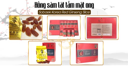 Hồng sâm lát tẩm mật ong Sobaek Korea Red Ginseng Slice (20gr x 10 gói) chính hãng