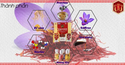 Nước hồng sâm nhụy hoa nghệ tây Hansusam Cultured Wild Ginseng Root Saffron 30 Gói x 50ml