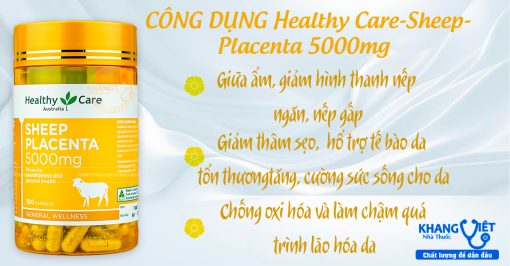 Viên uống nhau thai cừu Healthy Care-Sheep-Placenta-5000mg