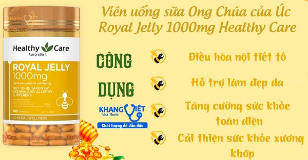 Viên uống sữa Ong Chúa của Úc Royal Jelly 1000mg Healthy Care