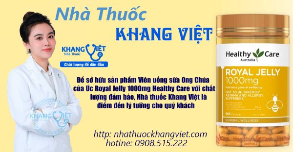 Viên uống sữa Ong Chúa của Úc Royal Jelly 1000mg Healthy Care