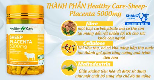 Viên uống nhau thai cừu Healthy Care-Sheep-Placenta-5000mg