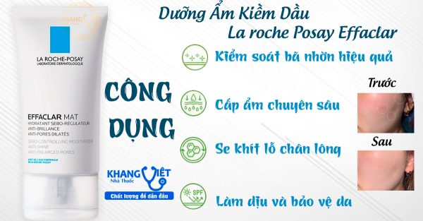 Kem dưỡng ẩm kiềm dầu La Roche Posay Effaclar Mat 40ml giải pháp hoàn hảo cho da dầu, mụn