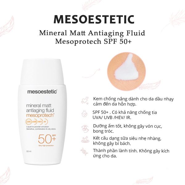 Kem Chống Nắng Mesoestetic Mineral Matt Antiaging Fluid SPF 50+ 50ml