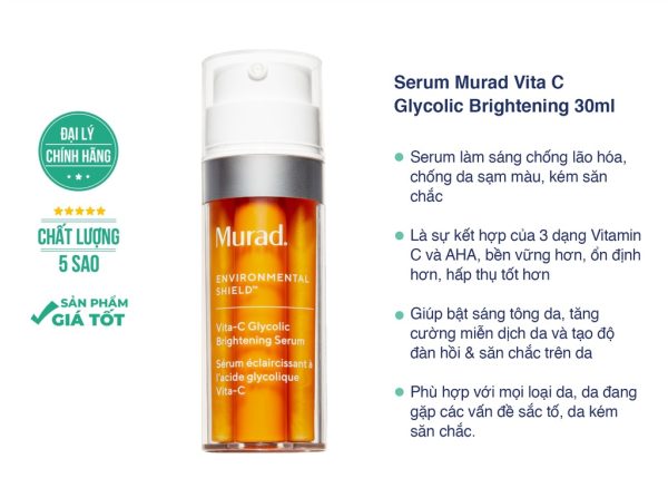 Tinh chất hỗ trợ sáng da, làm đều màu da Murad Vita-C Glycolic Serum 30ml