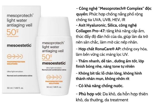 Kem Chống Nắng Mesoestetic Mineral Matt Antiaging Fluid SPF 50+ 50ml