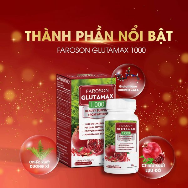 Viên Uống Trắng Da, Chống Nắng Faroson Glutamax 1000