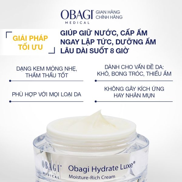 Kem Obagi Hydrate Luxe Moisture-Rich Cream 48g – Dưỡng Ẩm Sâu, Cải Thiện Da