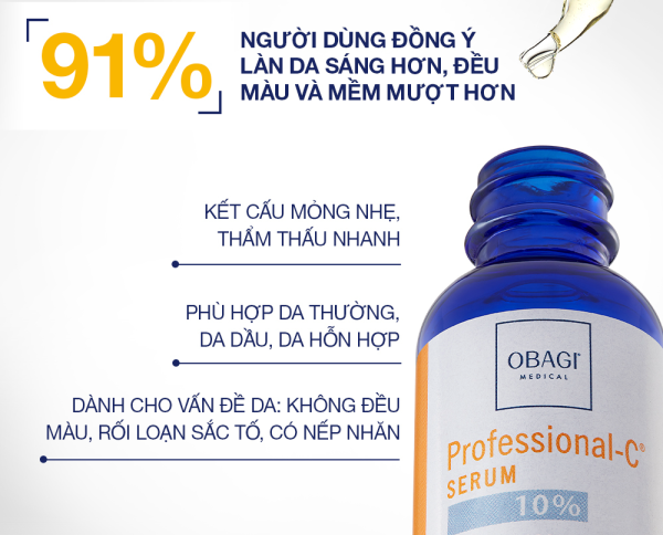 Serum Vitamin C 10% Obagi Professional-C – Làm Sáng Da, Ngăn Ngừa Lão Hóa, Chống Oxy Hóa Hiệu Quả 30ml