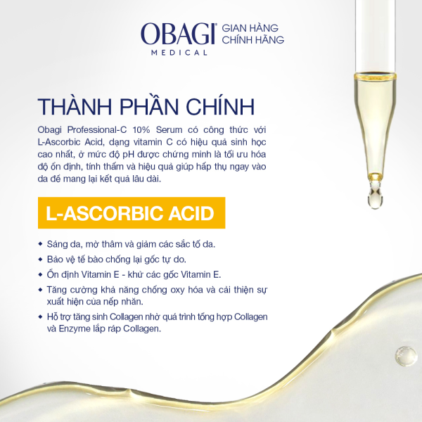 Serum Vitamin C 10% Obagi Professional-C – Làm Sáng Da, Ngăn Ngừa Lão Hóa, Chống Oxy Hóa Hiệu Quả 30ml