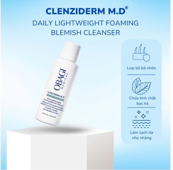 Sữa Rửa Mặt Cho Da Mụn Obagi Clenziderm MD Foaming Blemish – Làm Sạch Sâu, Giảm Mụn Hiệu Quả