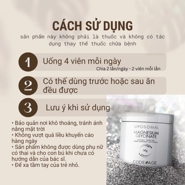 Viên Uống Bổ Sung Magie Codeage Liposomal Magnesium Glycinate 240 viên