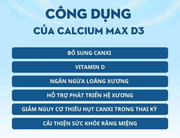 Viên uống canxi hữu cơ Calcium Max D3 hộp 60 viên