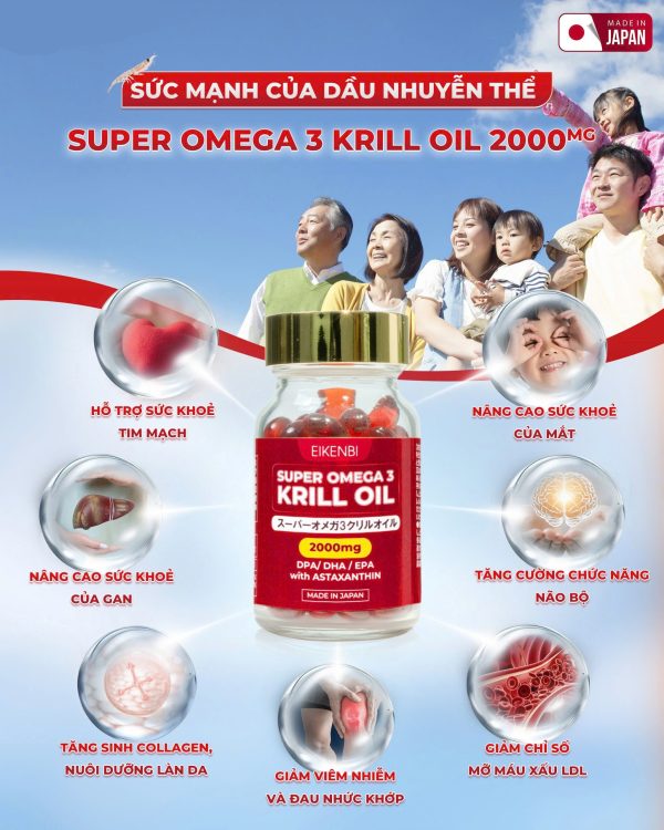 Dầu Nhuyễn Thể Super Omega 3 Krill Oil 2000mg – Viên Uống Tăng Cường Sức Khỏe