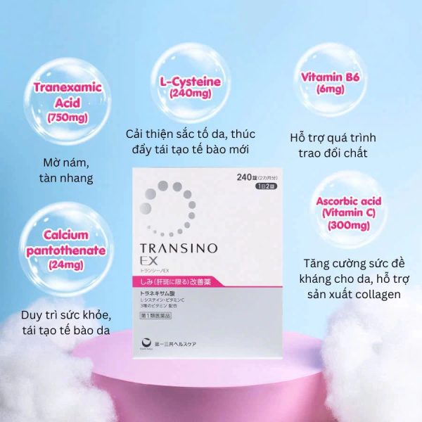 Viên uống Transino Whitening EX 240 viên – Hỗ trợ trị nám, làm trắng da hiệu quả